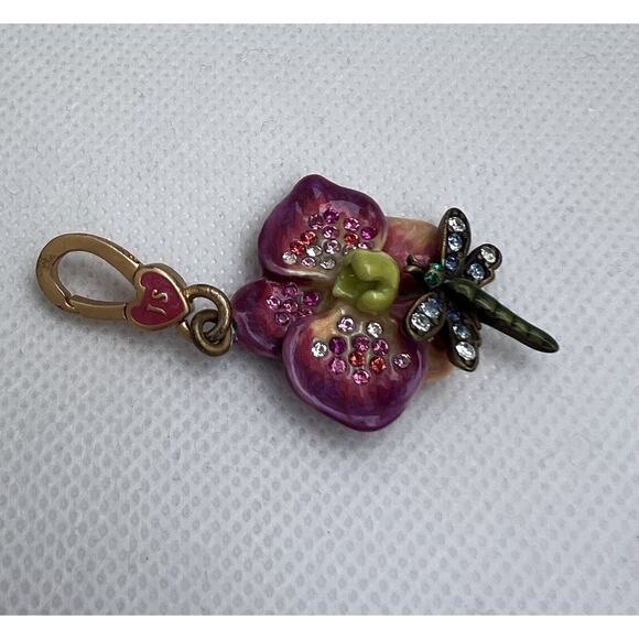 JAY STRONGWATER Orchid Dalia Dragonfly Charm SWAROVSKI CRYSTALS NEW NO Box - Picture 4 of 5